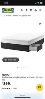 IKEA Nordli bed 160x200 met lades - Zo goed als nieuw!, Huis en Inrichting, Slaapkamer | Bedden, Ophalen, Zwart, Tweepersoons