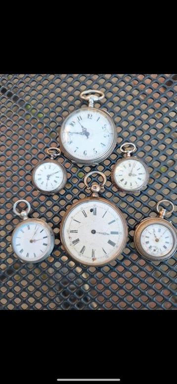 6 zilveren zakhorloges restauratie/onderdelen beschikbaar voor biedingen