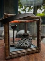 Windlicht rattan vitrine ponk mand landelijk, Huis en Inrichting, Woonaccessoires | Kandelaars en Kaarsen, Ophalen of Verzenden