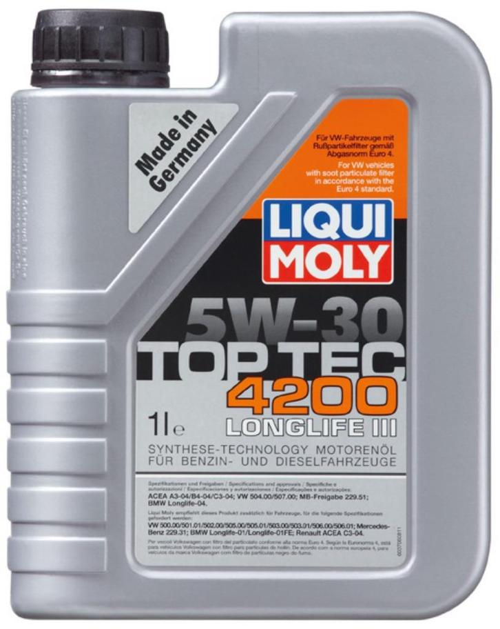5L | 5W30 Liquimoly TopTec 4200 5W-30  VW 50400/50700 Audi, Auto diversen, Onderhoudsmiddelen, Ophalen