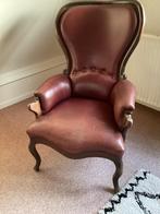 Antieke/vintage fauteuil, Ophalen, Gebruikt, Minder dan 75 cm, Leer