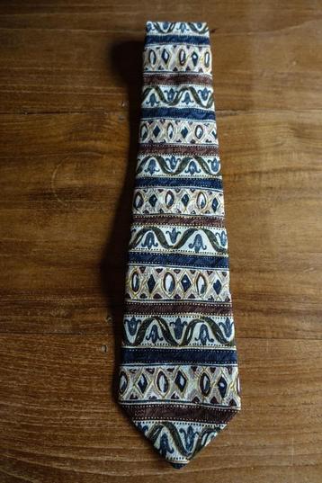 bruin blauw beige ecru kleurige folklore stropdas beschikbaar voor biedingen