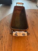 Koperen plantenbak met Delft blauwe handvaten, Antiek en Kunst, Ophalen of Verzenden