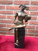 bronzen beeld, lachende duivel met schedel, Ophalen of Verzenden, Brons