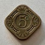 5 cent /stuiver Nederlandse Antillen / Munt van Curaçao 1948, Postzegels en Munten, Verzenden, Koningin Wilhelmina, 5 cent, Losse munt