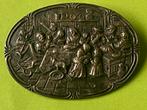 Antieke oude broche  835 zilver kroeg tafereel, Ophalen of Verzenden, Gebruikt, 4 tot 7 cm, Zilver