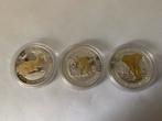 3 zilveren 1 oz somalische olifanten verguld 2023,2024,2025, Postzegels en Munten, Ophalen of Verzenden, Duitsland, 2 euro