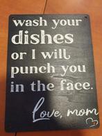 Houten Wandplaat - Wash Your Dishes - 15x20cm, Enschede, Nieuw, Ophalen of Verzenden, M en m