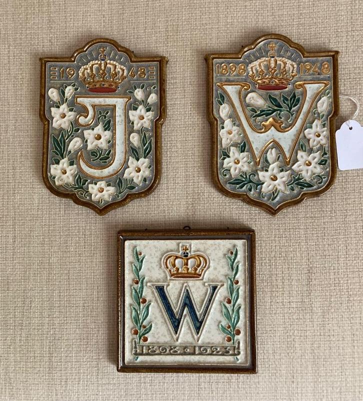 3x Cloisonne tegels Porceleyne fles Delft 1923  - 1948, Antiek en Kunst, Antiek | Wandborden en Tegels, Ophalen of Verzenden