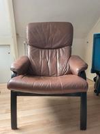 Skalma fauteuil in bruin leer, Ophalen, Gebruikt, 75 tot 100 cm, Leer