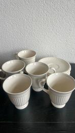 Wedgwood Edme 5 koffiemokjes met schotel, Wedgwood, Kop(pen) en/of Schotel(s), Ophalen of Verzenden, Porselein