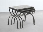 Set van 3 nesttafels – smeedijzer & onyx bladen (salontafel), Overige materialen, Minder dan 55 cm, -, -