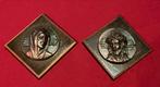 Antieke Wandplaquettes Jezus & Maria ❤️ Jaren '30, Ophalen of Verzenden