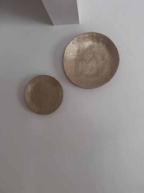 Set van 2 decoratieve wandborden in goudkleur, Antiek en Kunst, Antiek | Wandborden en Tegels, Ophalen