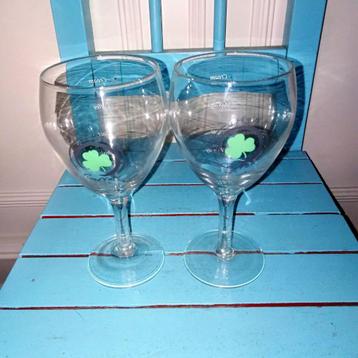 Irish Coffee glazen met groen klaver logo en recept 2x beschikbaar voor biedingen