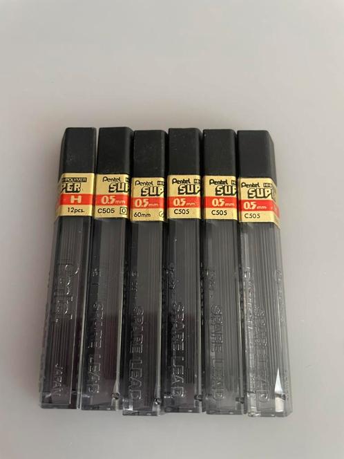 Pentel potloodstift Super H 0,5 mm 6 kokers navulling C505, Hobby en Vrije tijd, Tekenen, Zo goed als nieuw, Potlood of Stift