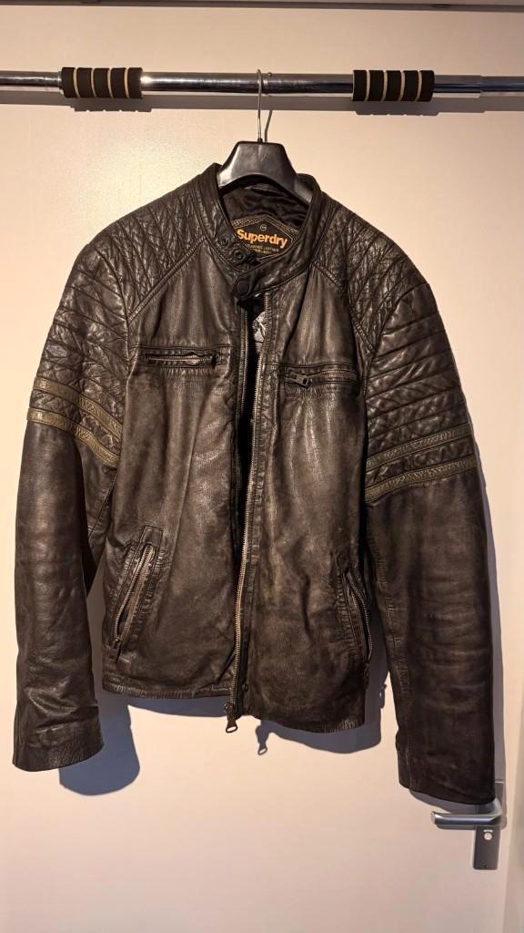 Superdry heren vintage donkerbruin leren bikerjack, Kleding | Heren, Jassen | Winter, Zo goed als nieuw, Overige maten, Bruin