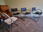 5 stoelen, waarvan 3 buisframestoelen en een kastje, Huis en Inrichting, Twee, Gebruikt, Leer, Ophalen of Verzenden