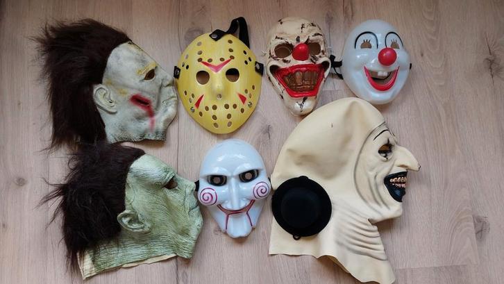 Set horror maskers, leuk voor Halloween, Hobby en Vrije tijd, Feestartikelen, Zo goed als nieuw, Overige typen, Halloween of Griezel