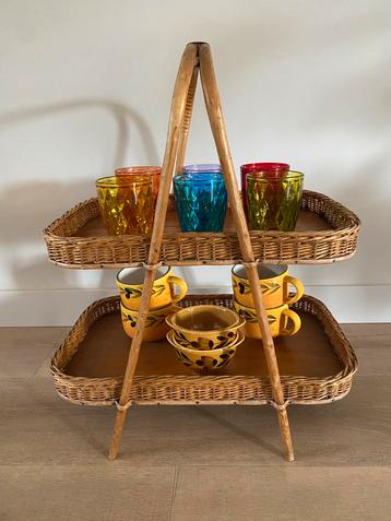 Vintage Rotan Etagère - Zweeds Design Jaren 70 beschikbaar voor biedingen