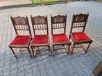 4 Oude Eethoek Stoelen met Rode Bekleding, Ophalen