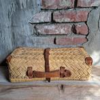 Oude brocante rieten perronmand reismandje mandje *Etage3*, Gebruikt, ., Ophalen of Verzenden, .