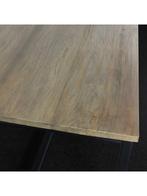Oud Teak Eetkamertafel met metaal onderstel 220x100cm, Ophalen, 50 tot 100 cm, Vijf personen of meer, Metaal