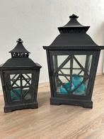 2 lantaarns, Huis en Inrichting, Woonaccessoires | Kandelaars en Kaarsen, Ophalen, Gebruikt, 50 tot 75 cm, Zwart