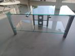 Stijlvol TV Meubel met Glas en Staal, Ophalen, Gebruikt, 100 tot 150 cm, Glas