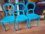 3 houten stoelen, Ophalen, Drie, Blauw, Zo goed als nieuw