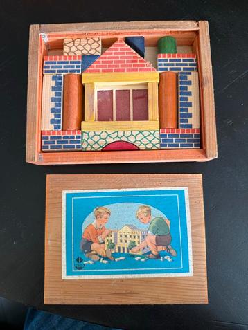 Vintage Houten Bouwset Jaren 50 - Compleet & Nieuw beschikbaar voor biedingen