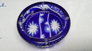 Ronde ASBAK Ø 15 cm ~ Zwaar BOHEEMS Kristal ~ Koningsblauw  beschikbaar voor biedingen