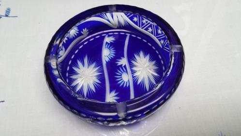 Ronde ASBAK Ø 15 cm ~ Zwaar BOHEEMS Kristal ~ Koningsblauw, Antiek en Kunst, Antiek | Glas en Kristal, Ophalen of Verzenden