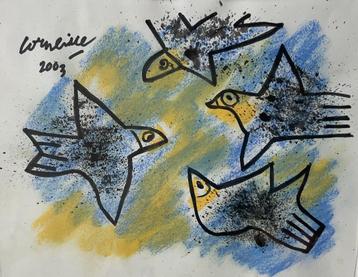 Corneille (1922-2010) -  Vogels (stifttekening) beschikbaar voor biedingen