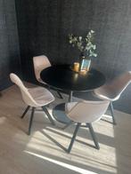 Taupe velvet eetkamer stoelen 4stuks, Huis en Inrichting, Stoelen, Ophalen of Verzenden, Zo goed als nieuw, Bruin, Vier