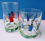 Retro fris water - whisky glazen/voor TENNIS liefhebber, Ophalen of Verzenden, Gebruikt, Glas, Glas of Glazen