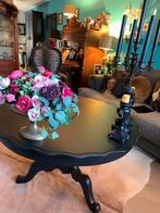 Antieke Zwarte Mahonie Salontafel. 60 h/ 100 br.  cm, Antiek en Kunst, Antiek | Meubels | Tafels, Ophalen of Verzenden