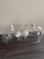 Glazen hanglampen 2x met lampenbol erin, Ophalen, 50 tot 75 cm, Ikea, Glas