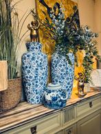 Delfts blauwe vazen groot xxl chinese vaas goud organisch, Huis en Inrichting, Woonaccessoires | Vazen, Ophalen