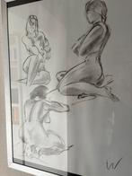 3 naakten houtskool tekening, Ophalen of Verzenden