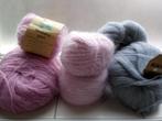 Verschillende bolletjes Mohair-achtig-garen :roze , l.blauw., Hobby en Vrije tijd, Breien en Haken, Ophalen of Verzenden, Zo goed als nieuw