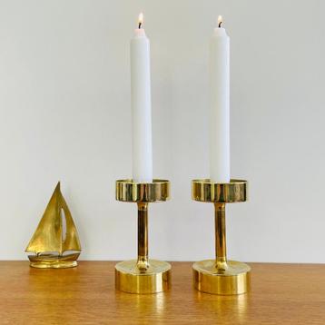 2 Mid Century Modern design KANDELAREN messing Scandinavisch beschikbaar voor biedingen