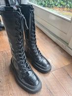 Gave zwart glimmende laarzen met krokodilprint Zara mt 37, Hoge laarzen, Ophalen of Verzenden, Zo goed als nieuw, Zara