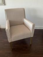 4 beige eetkamerstoelen met armleuning, Huis en Inrichting, Stoelen, Ophalen, Zo goed als nieuw, Overige kleuren, Stof
