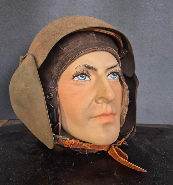 USAAF WO2 B17 BOMBER SET: M5 FLAK HELM EN PILOTEN FLIGHT CAP, Verzamelen, Militaria | Tweede Wereldoorlog, Helm of Baret, Amerika