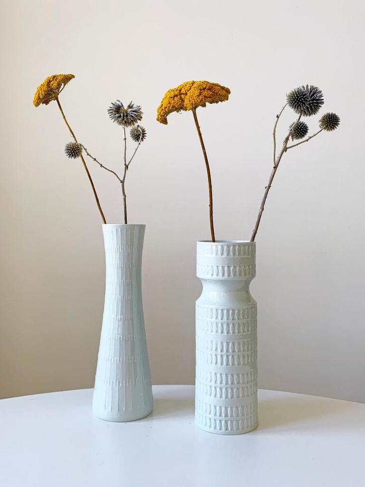 2x Vintage vaas set Hutschenreuther Apart Hans Achtziger, Huis en Inrichting, Woonaccessoires | Vazen, Gebruikt, Wit, Minder dan 50 cm