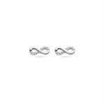 Infinity oorbellen zilver met zirkonia - GRATIS verzending!, Nieuw, Ophalen of Verzenden, Knopjes of Stekers, Zilver