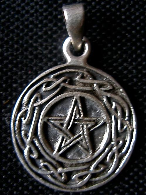 Zilveren 925 zilver kettinghanger amulet pentagram keltisch, Sieraden, Tassen en Uiterlijk, Kettinghangers, Nieuw, Zilver, Zilver