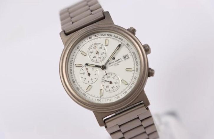 Junghans chronograph 37mm titanium, Sieraden, Tassen en Uiterlijk, Horloges | Heren, Zo goed als nieuw, Polshorloge, Overige merken