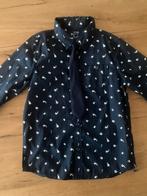 HEMA, donkerblauwe kerst blouse met stropdas, maat 134/140, Ophalen of Verzenden, Zo goed als nieuw, Jongen, Overhemd of Blouse